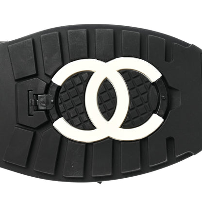 Chanel Calfskin Nylon Grosgrain CC Ankle Snow Boots 39.5 White Black 9 of 11