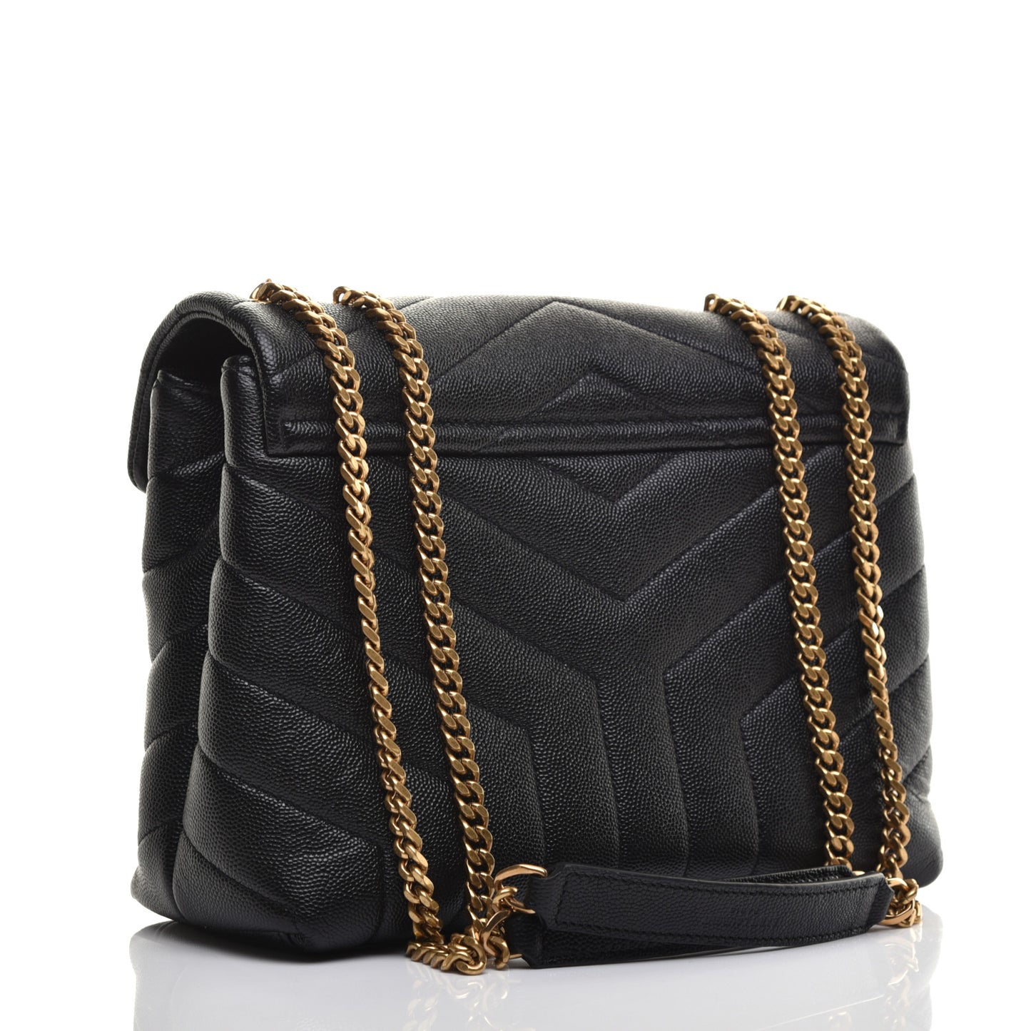 Grain de Poudre Calfskin Y Quilted Monogram Small Loulou Chain Satchel Black