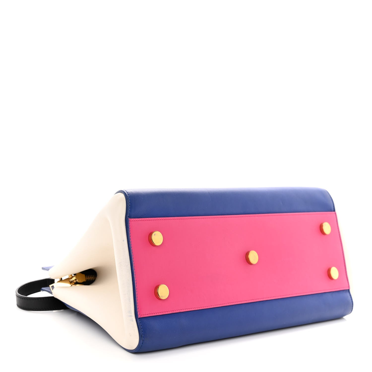 Saint Laurent Calfskin Small Cabas Rive Gauche Blue White Pink 4 of 13