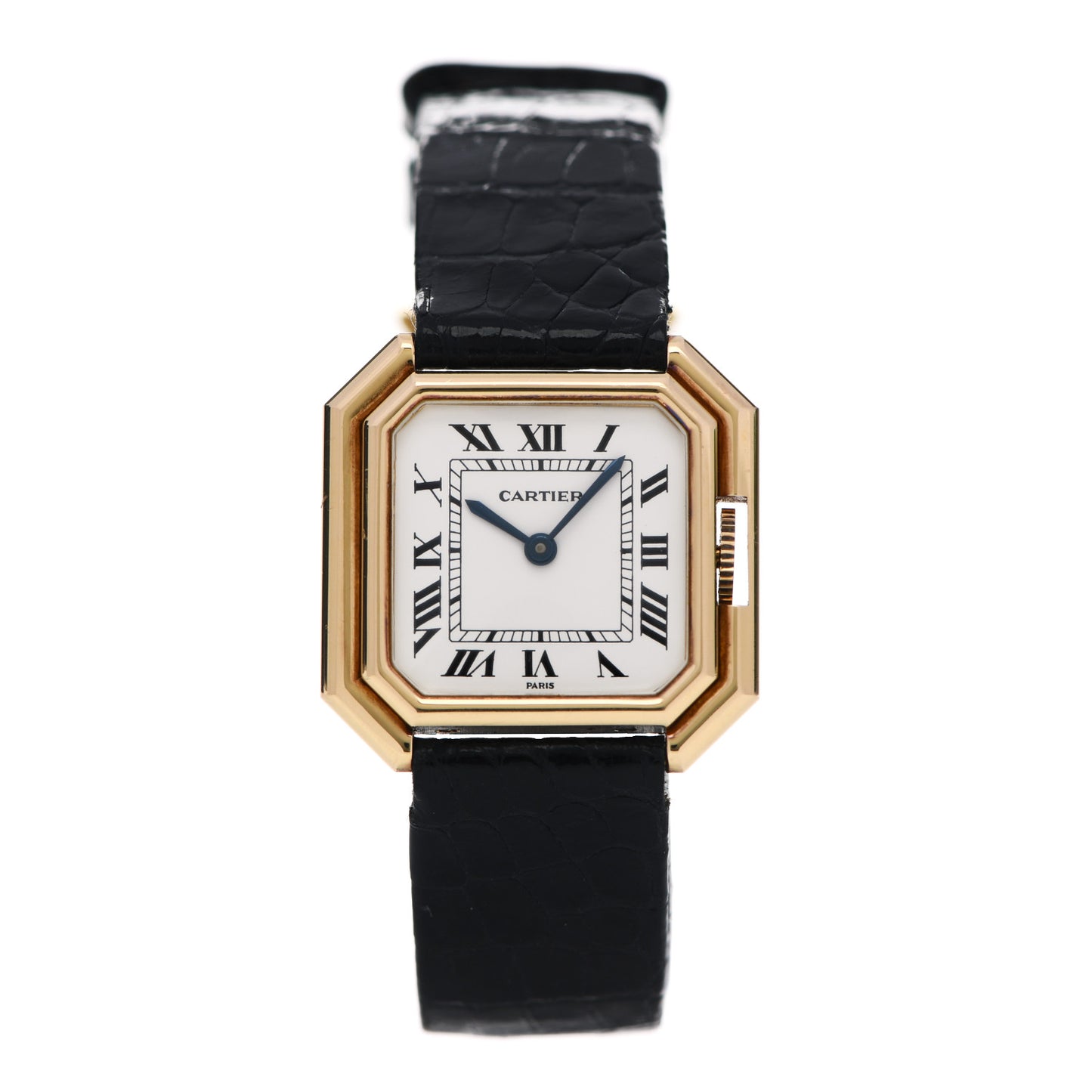 18K Yellow Gold Alligator 24mm Ceinture Octagon Manual Winding Watch