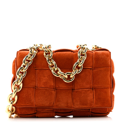 Bottega Veneta Suede Maxi Intrecciato Padded Chain Cassette Crossbody Bag Maple 1 of 10