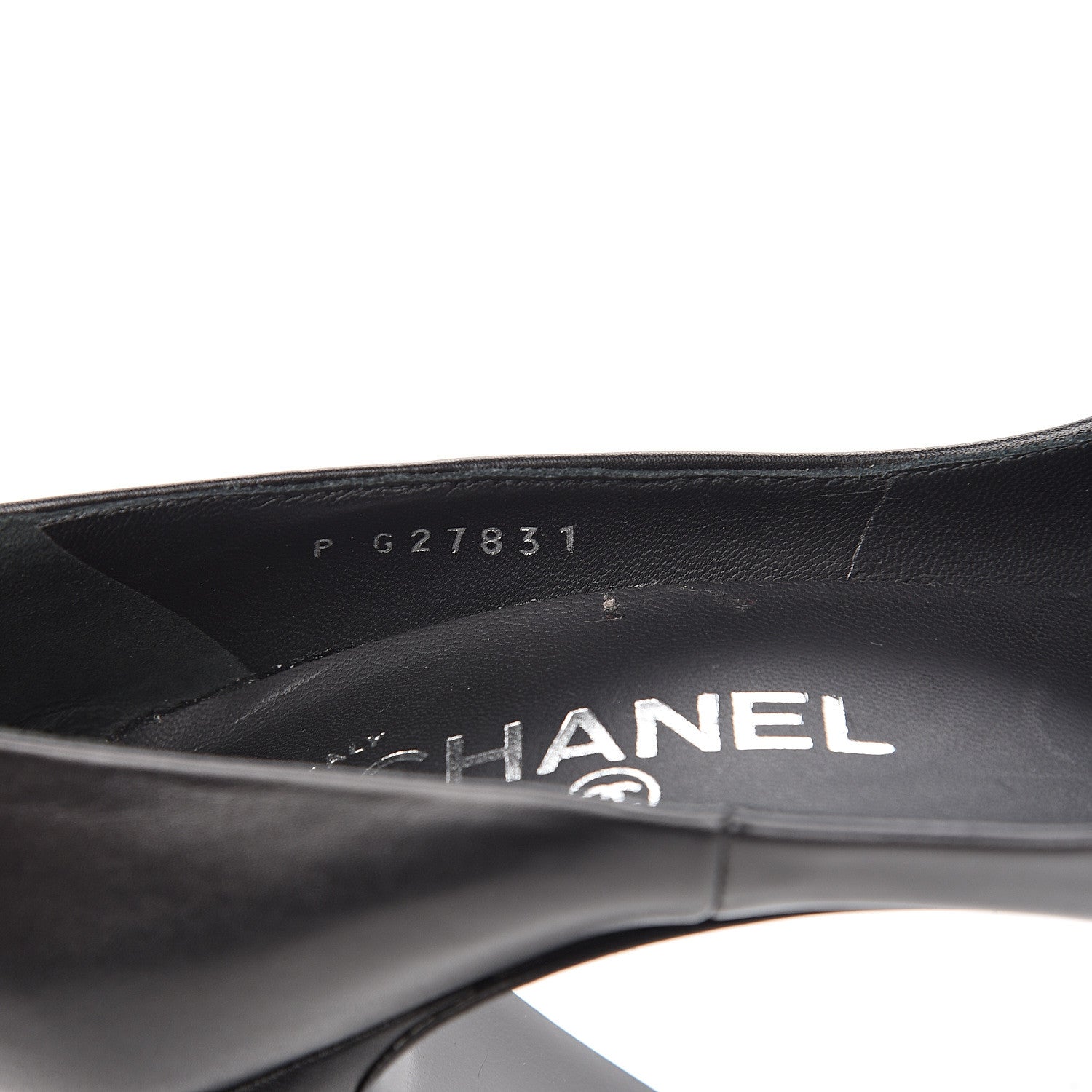 Chanel Calfskin Cap Toe CC Pumps 36.5 Black Silver 8 of 9