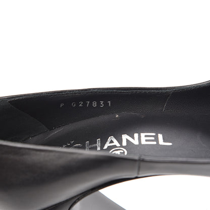 Chanel Calfskin Cap Toe CC Pumps 36.5 Black Silver 8 of 9