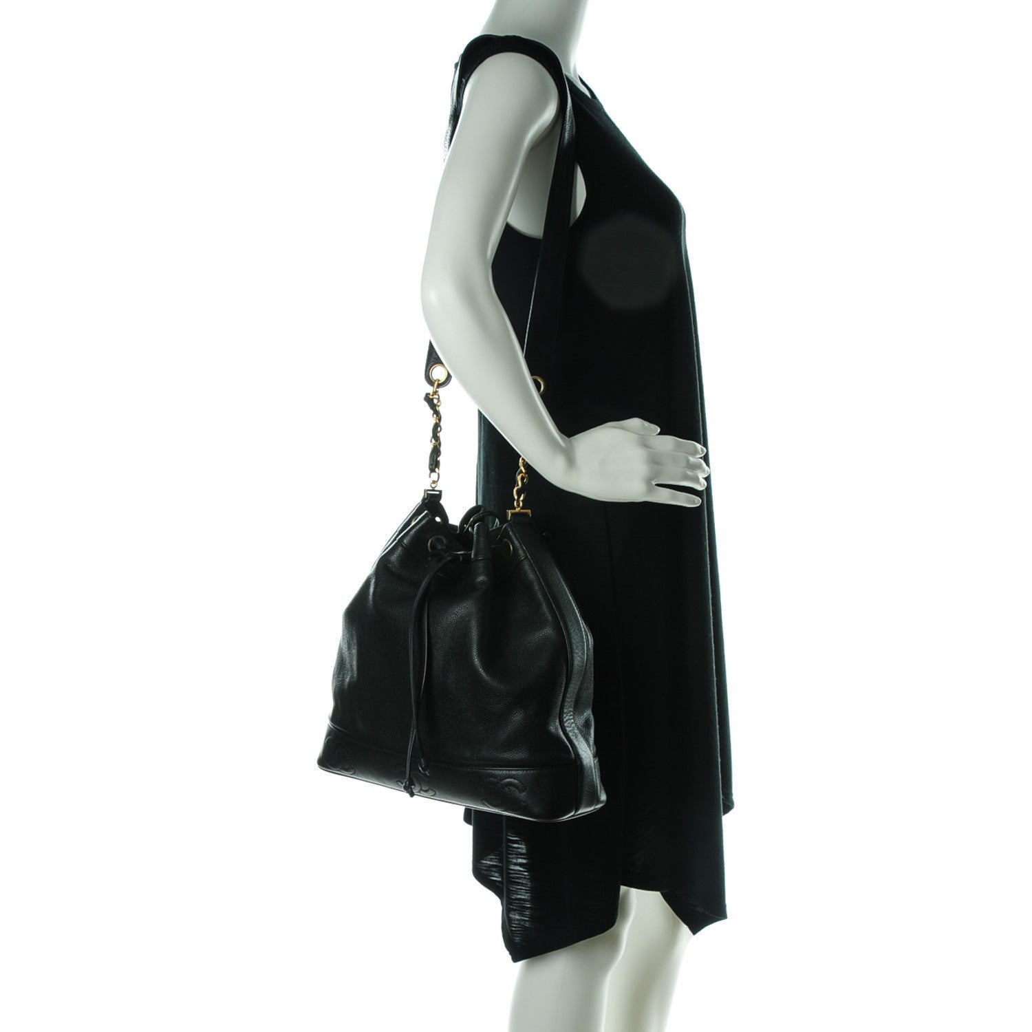 Chanel Caviar CC Drawstring Shoulder Bag Black 2 of 10