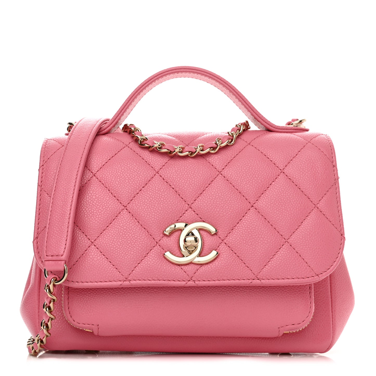 Caviar Quilted Small Business Affinity Flap Pink