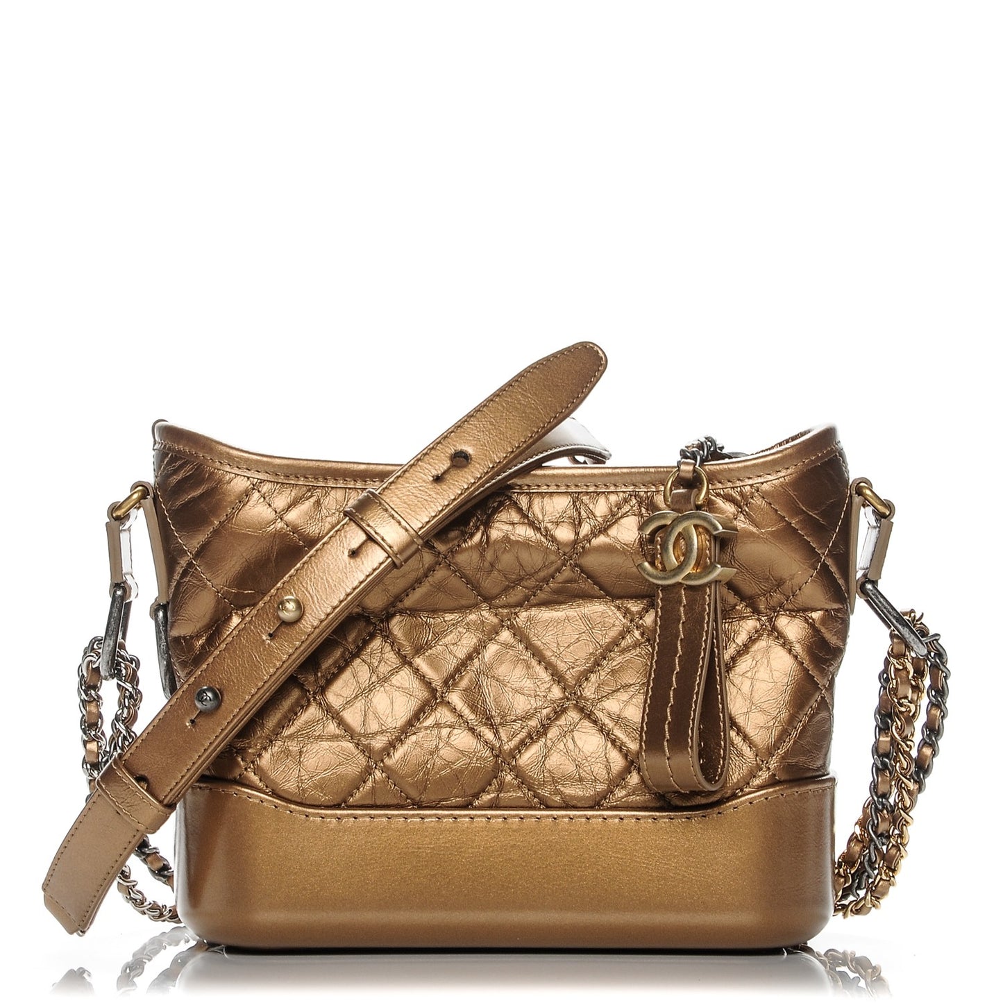 Aged Calfskin Quilted Small Gabrielle Hobo Bronze
