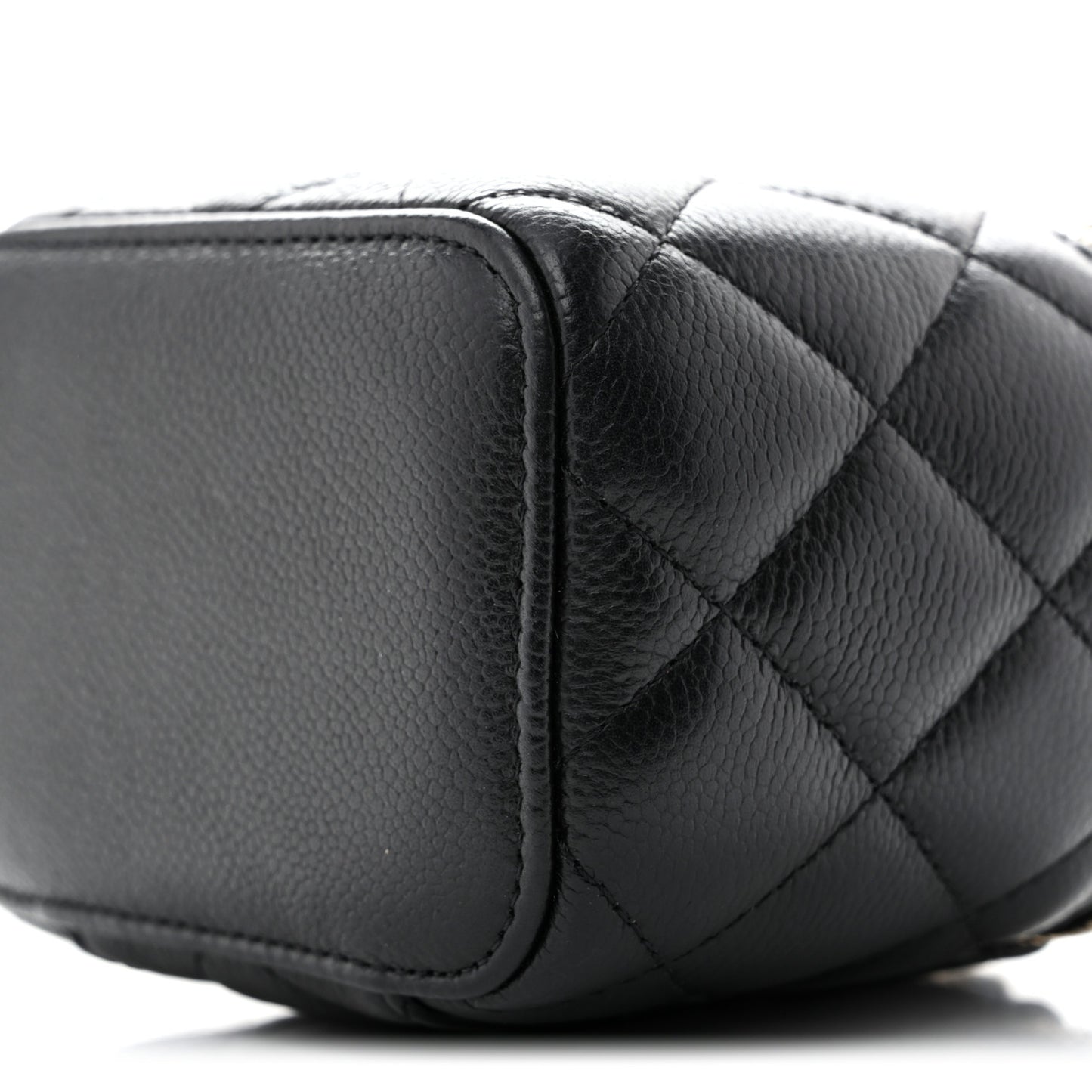 Caviar Quilted Tiny CC Mini Vanity Case With Chain Black