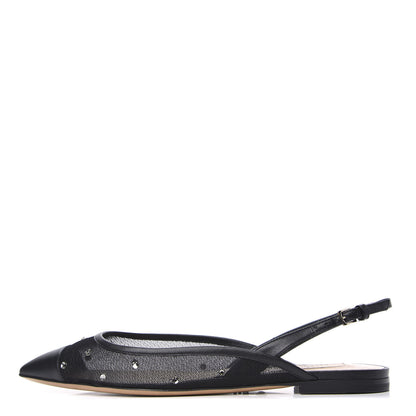 Valentino Garavani Mesh Shining Rockstud Slingback Flats 36 Black 1 of 9