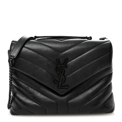 Saint Laurent Calfskin Y Quilted Monogram Monochrome Small Loulou Chain Satchel Black 1 of 9