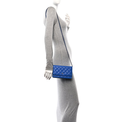 Chanel Caviar Quilted Wallet on Chain WOC Blue 2 of 12