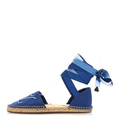 Louis Vuitton Canvas Escale Starboard Espadrille Flats 37.5 Blue 1 of 10