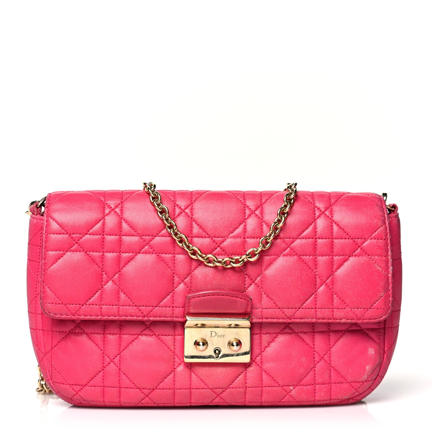 Lambskin Cannage Miss Dior Promenade Pouch Fuchsia