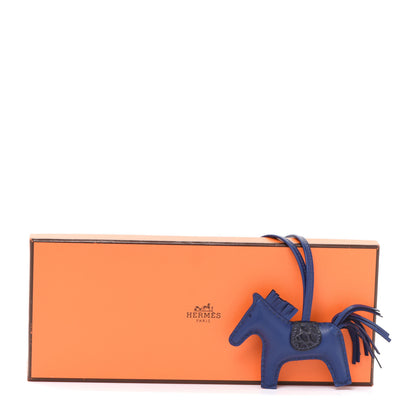 Hermes Milo Lambskin Matte Alligator Touch Grigri Rodeo Horse Bag Charm PM Bleu Saphir Marine 5 of 5