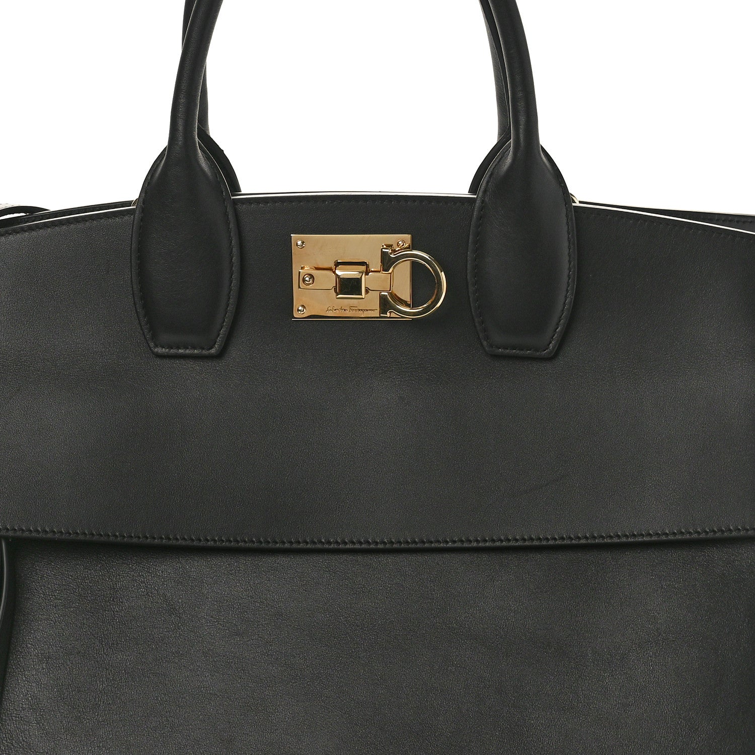 Salvatore Ferragamo Calfskin Large Studio Bag Black 8 of 10