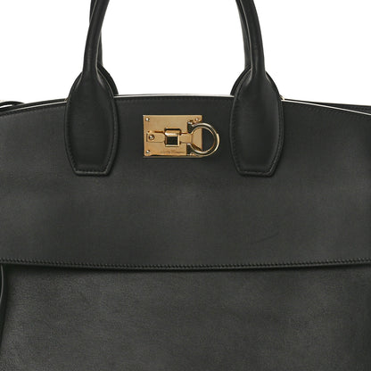 Salvatore Ferragamo Calfskin Large Studio Bag Black 8 of 10