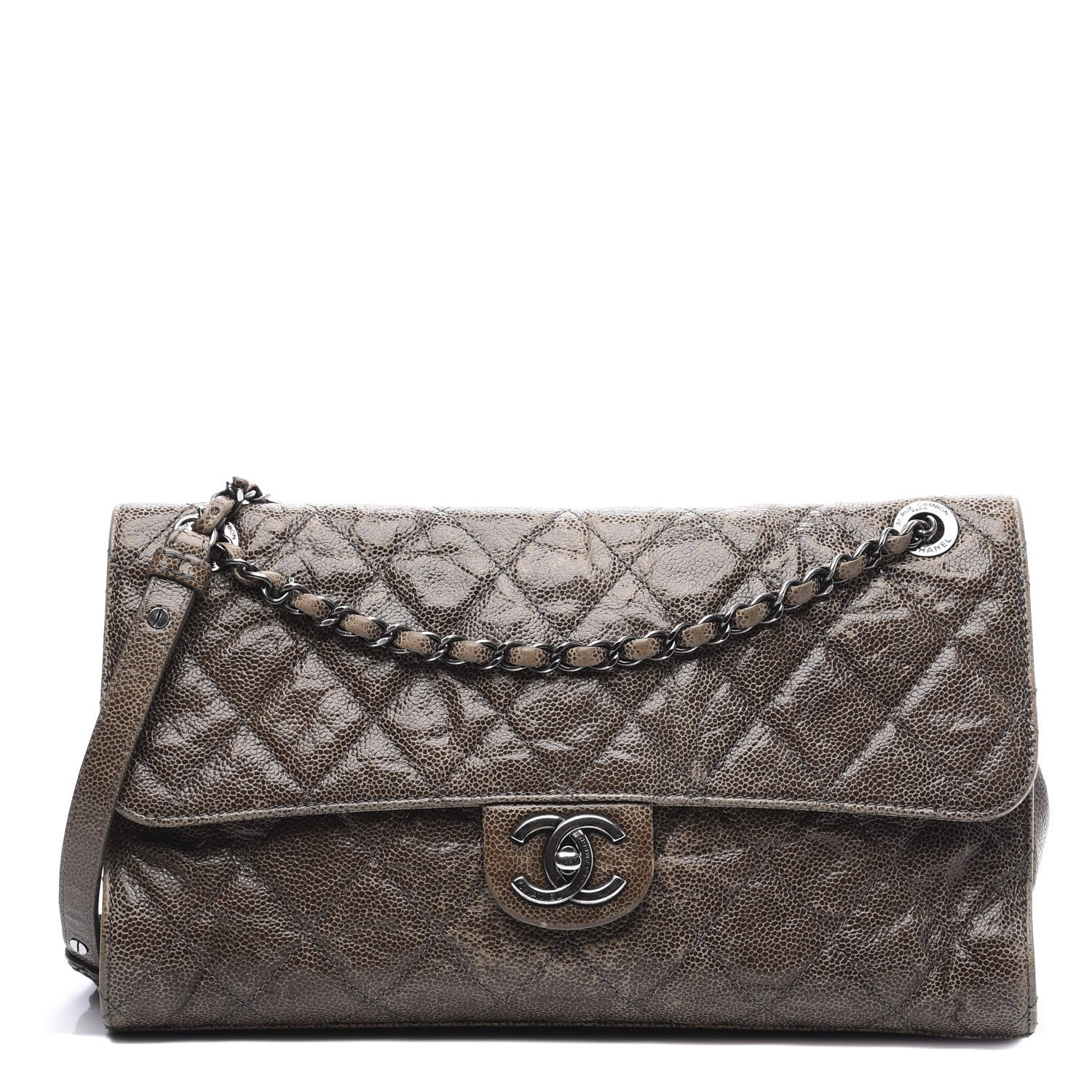 Chanel Crumpled Grained Calfskin Jumbo CC Crave Flap Brown 1 of 10