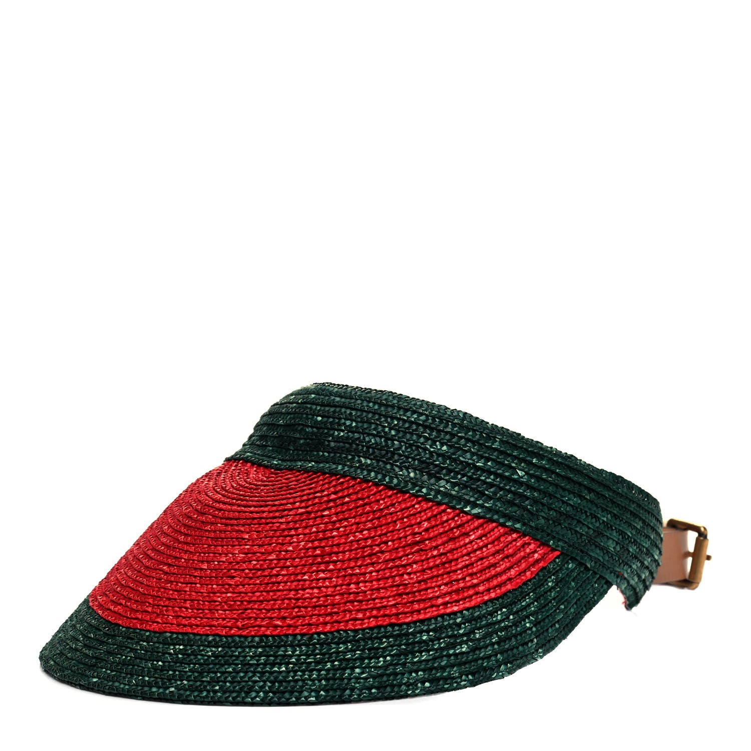Gucci Raffia Web Visor S Green Red 1 of 6