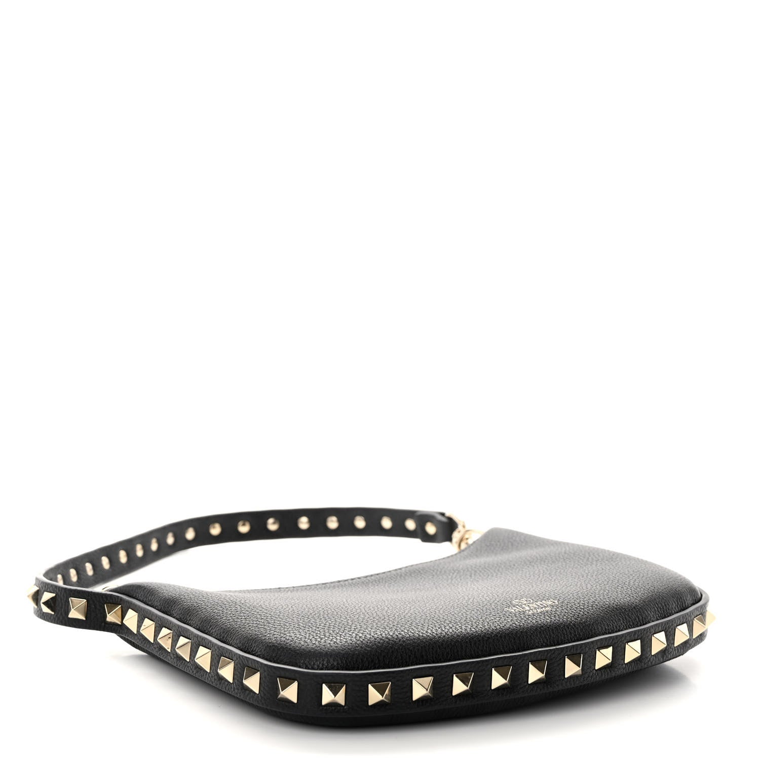 Valentino Garavani Grainy Calfskin Mini Rockstud Hobo Black 4 of 9