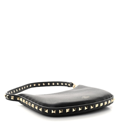 Valentino Garavani Grainy Calfskin Mini Rockstud Hobo Black 4 of 9