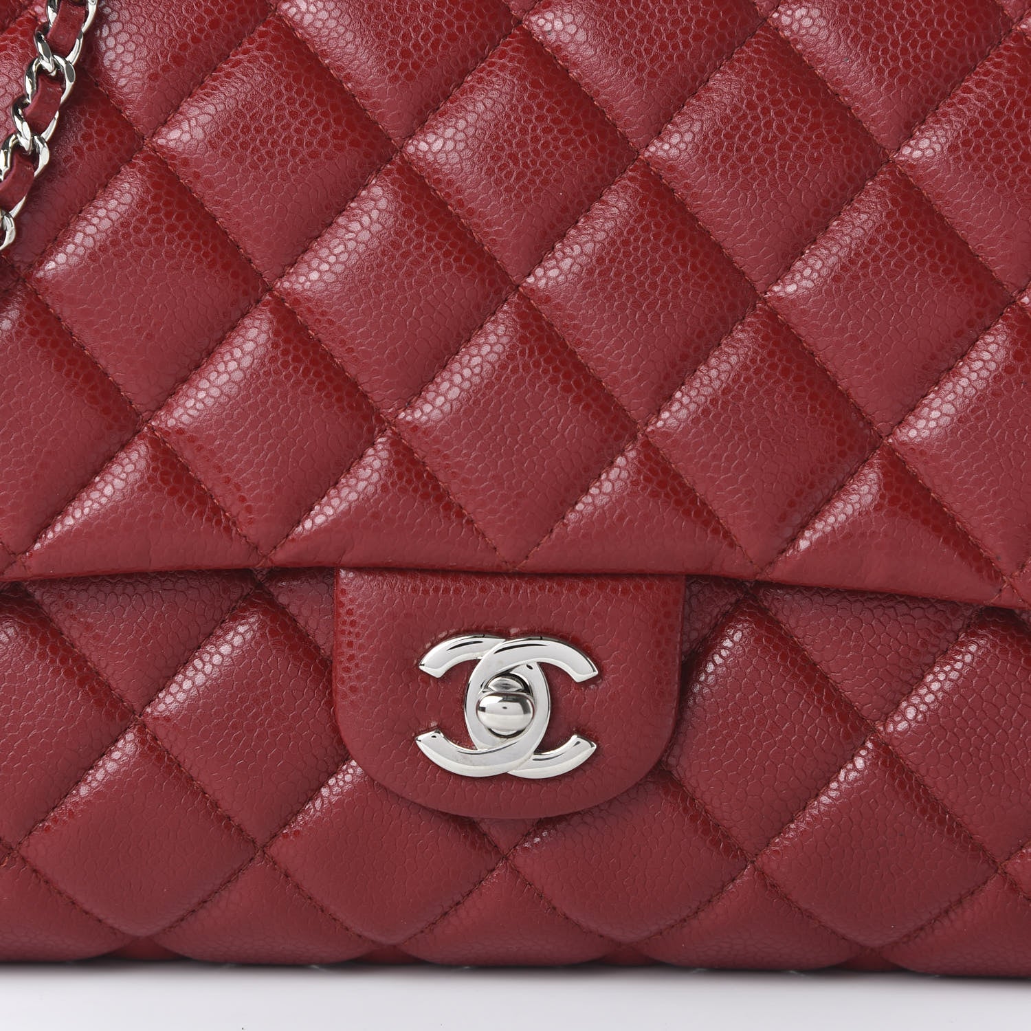 Chanel Caviar Quilted Clutch With Chain Flap Red 10 of 11