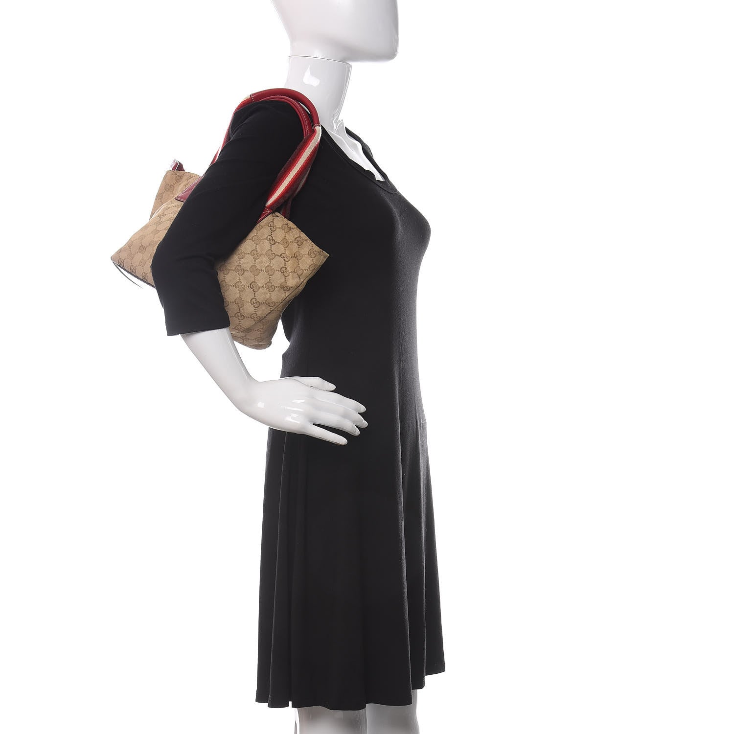 Gucci GG Monogram Small Web Handle Bucket Tote Beige 2 of 11
