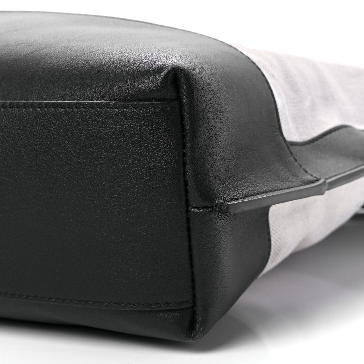 Saint Laurent Canvas Calfskin Tag Hobo White Black 10 of 10