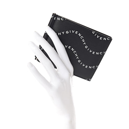 Givenchy Calfskin Waves Print Billfold Wallet Black White 2 of 7