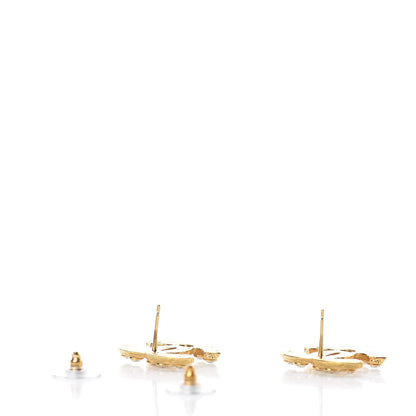 Chanel Crystal CC Large Stud Earrings Gold 3 of 5