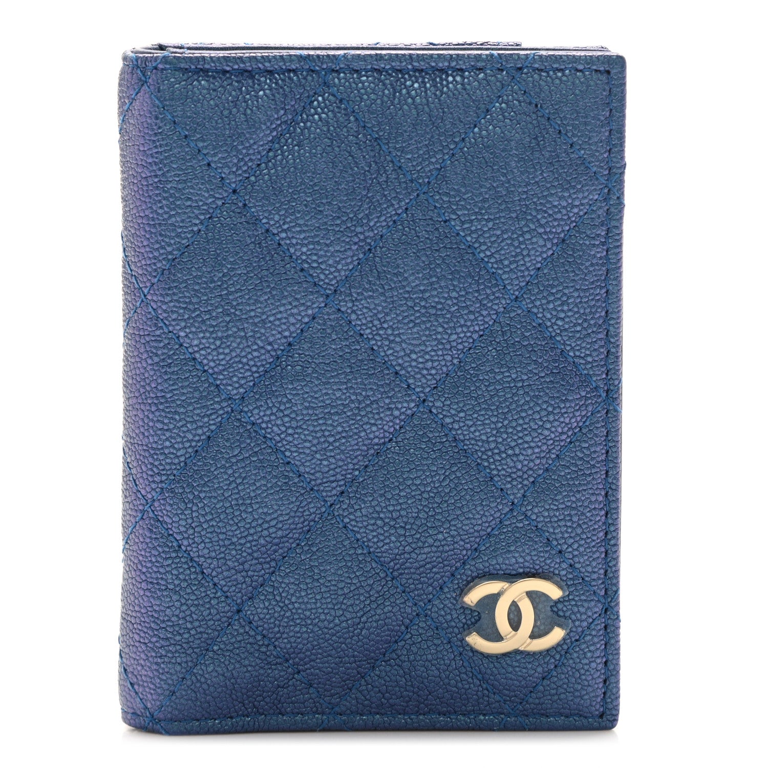 Chanel Iridescent Caviar Quilted Card Holder Wallet Dark Blue 1 of 8