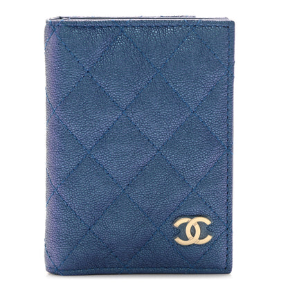 Chanel Iridescent Caviar Quilted Card Holder Wallet Dark Blue 1 of 8