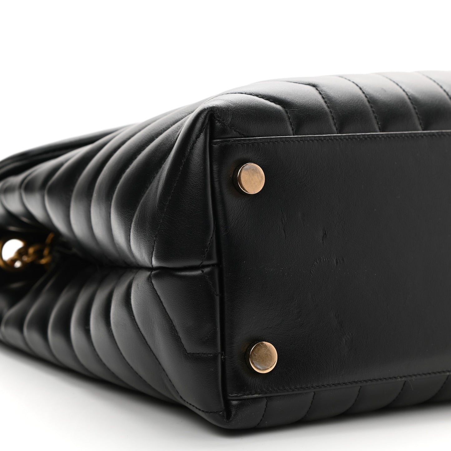 Calfskin Y Quilted Monogram Large Loulou Chain Satchel Black