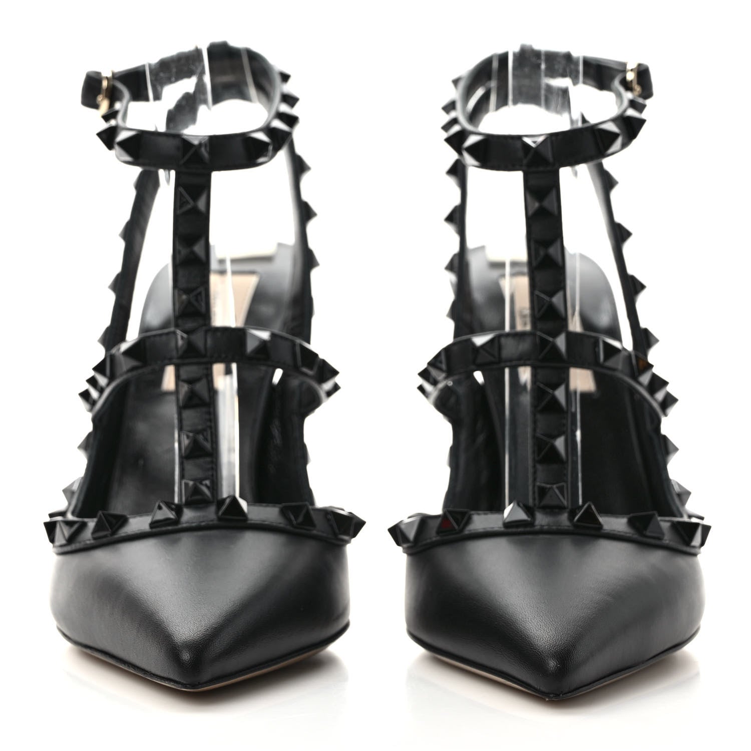 Valentino Garavani Calfskin Lacquered Monochrome Rockstud Ankle Strap 100mm Pumps 36 Black 2 of 8