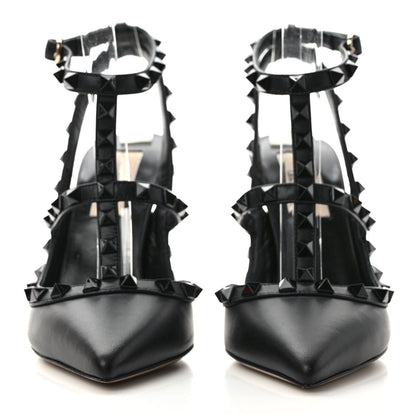 Valentino Garavani Calfskin Lacquered Monochrome Rockstud Ankle Strap 100mm Pumps 36 Black 2 of 8