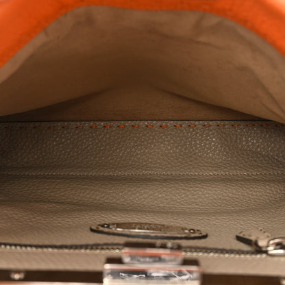 Fendi Cuoio Romano Selleria Bi-Color Medium Peekaboo Iconic Satchel Orange Stone 4 of 17