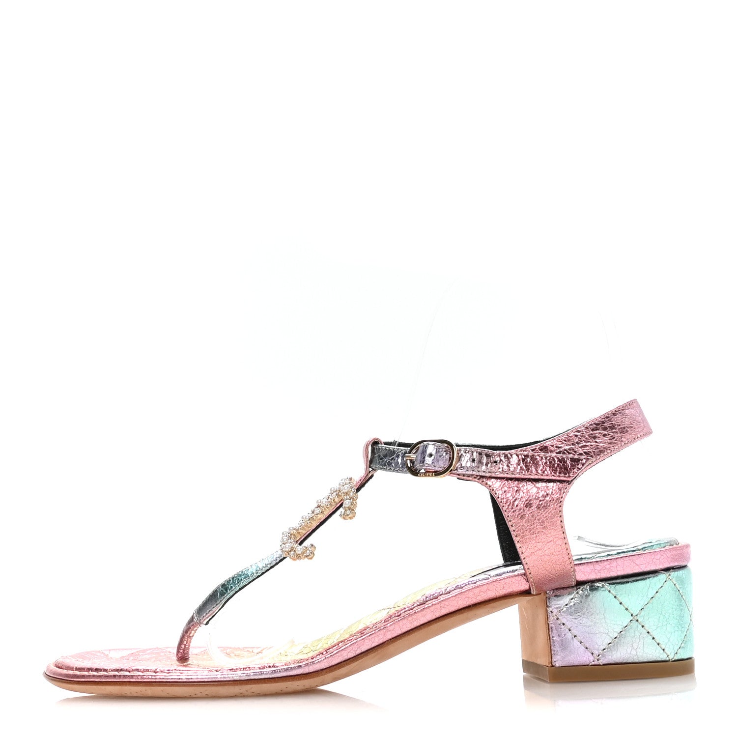 Chanel Goatskin Fantasy CC Pearl Thong Sandals 38.5 Multicolor 1 of 8