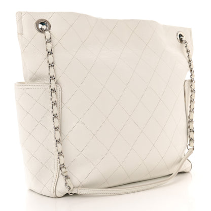 Chanel Caviar Stitched Medium CC Pocket Hobo White 3 of 10