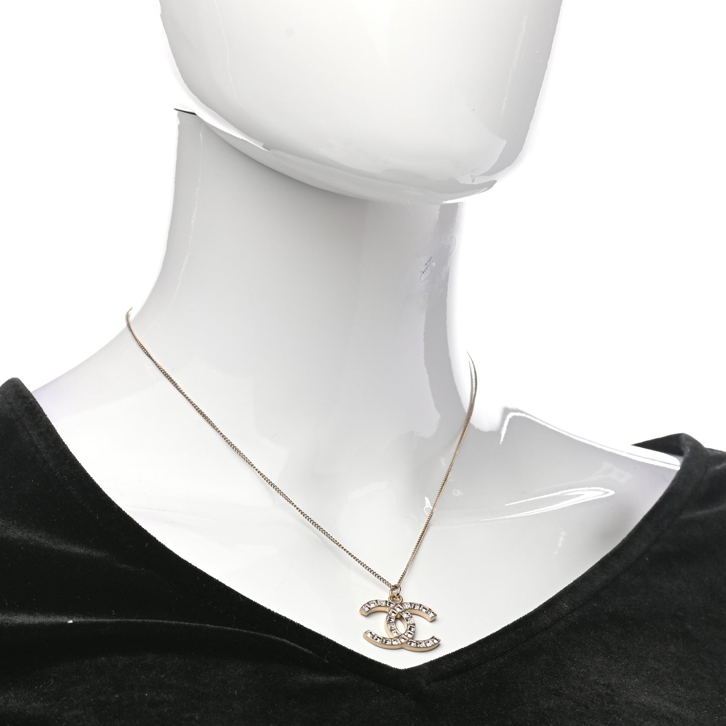 Crystal CC Pendant Necklace Gold