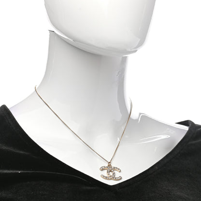 Chanel Crystal CC Pendant Necklace Gold 2 of 4