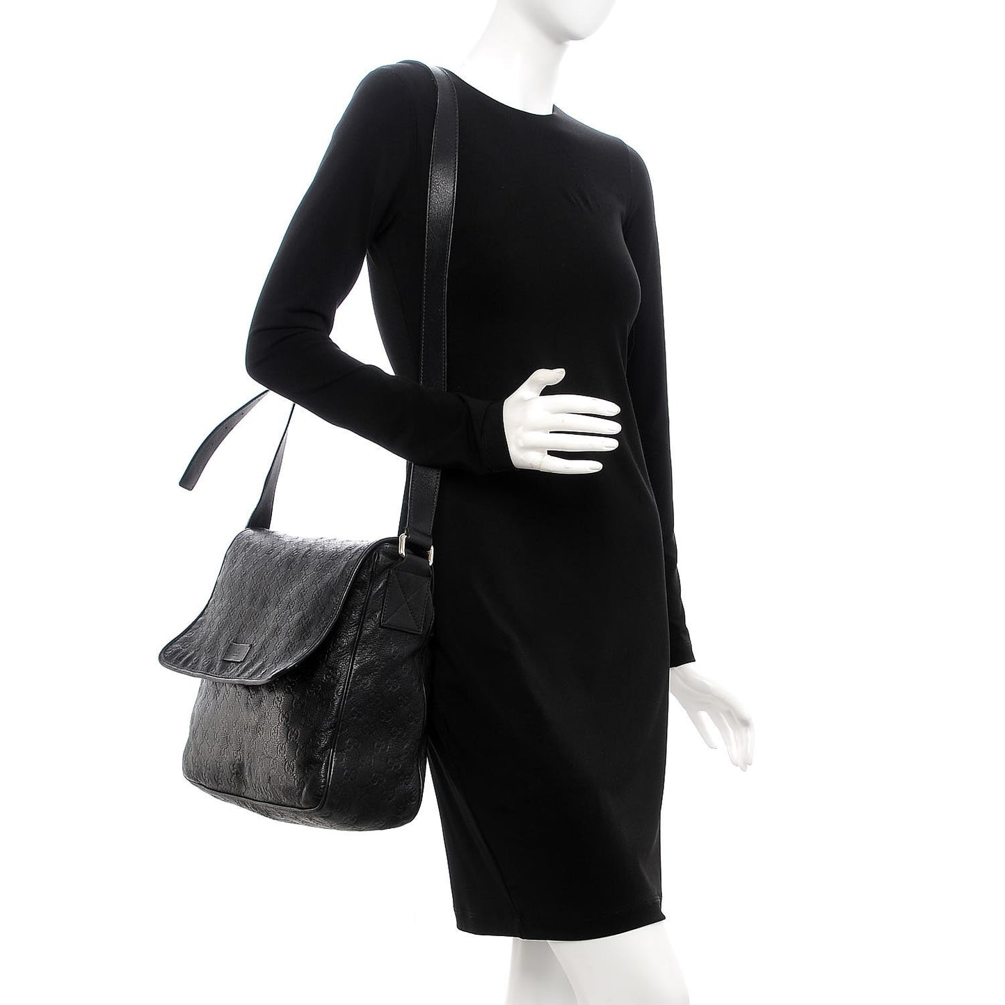 Guccissima Medium Flap Messenger Bag Black