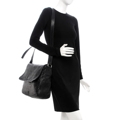 Gucci Guccissima Medium Flap Messenger Bag Black 2 of 15