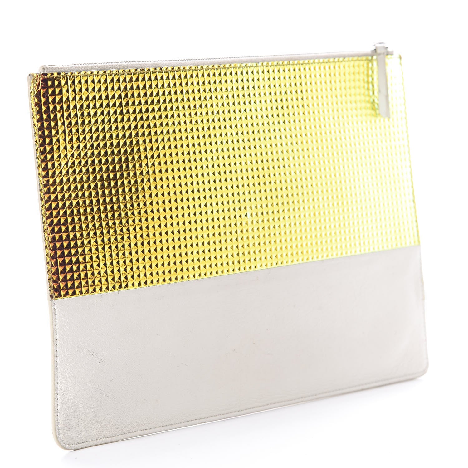 Celine Lambskin Bi-Color Solo Clutch Pouch White 3 of 10