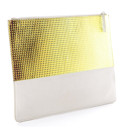 Celine Lambskin Bi-Color Solo Clutch Pouch White 3 of 10