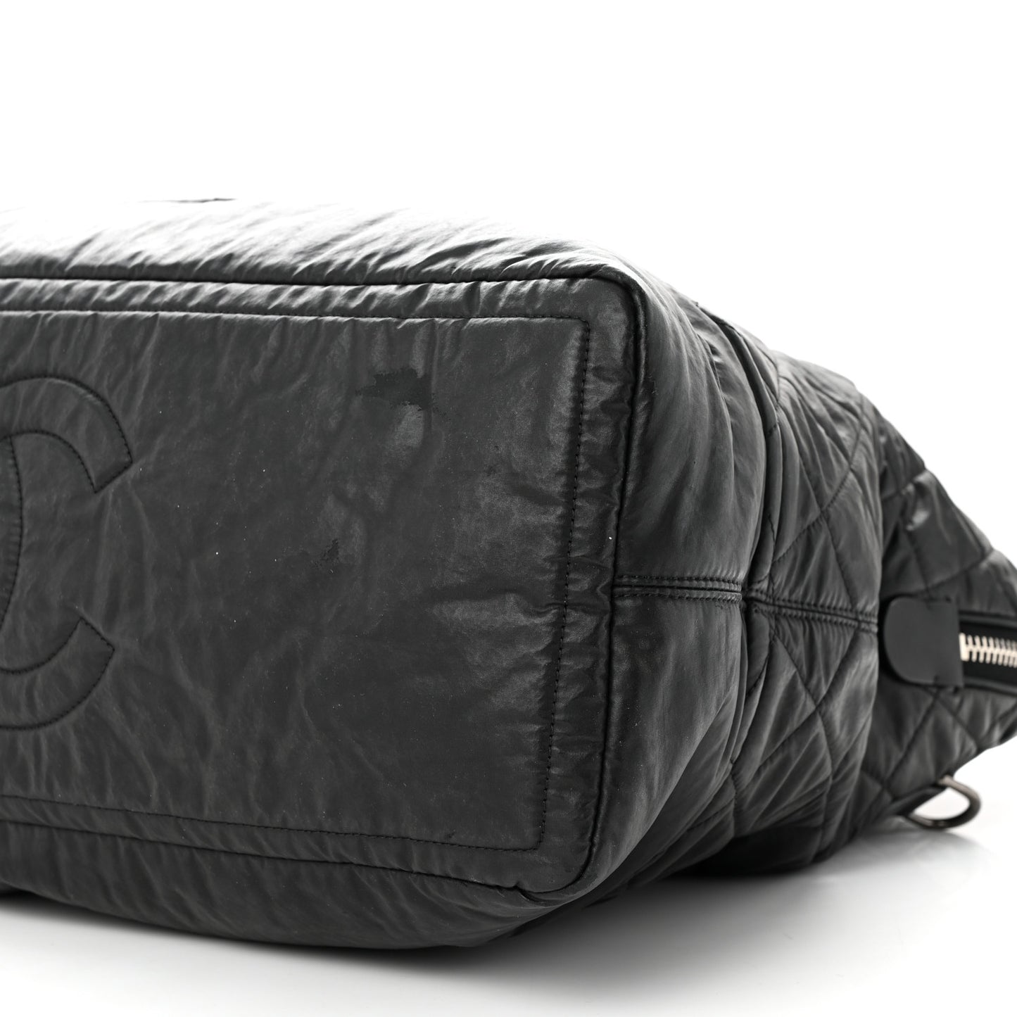 Coated Canvas Quilted Large Garment Travel Bag Black