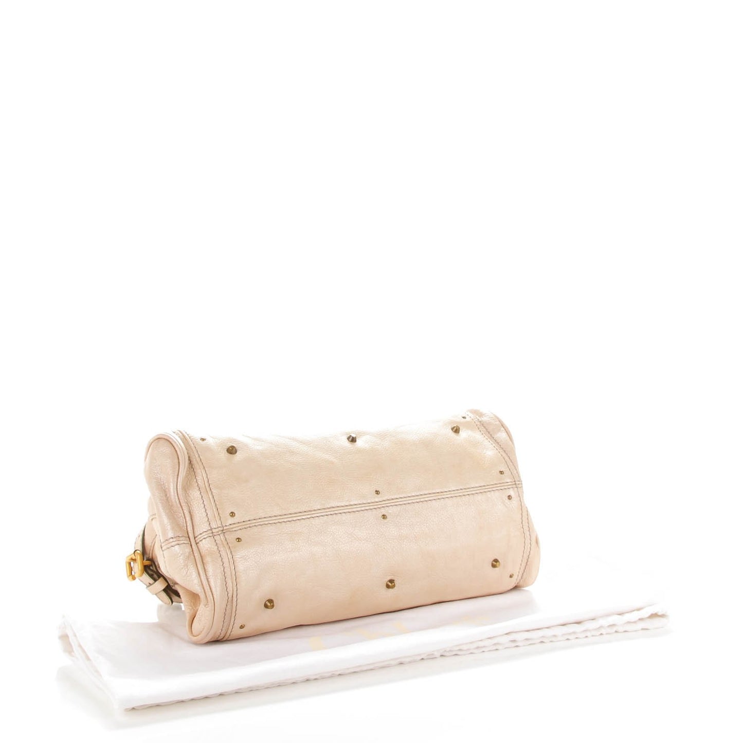 Metallic Calfskin Medium Paddington Satchel Beige