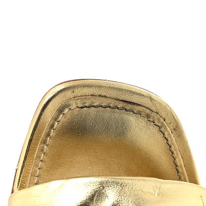 Louis Vuitton Metallic Lambskin Embossed Monogram Revival High Heel Mules 42 Gold 9 of 10