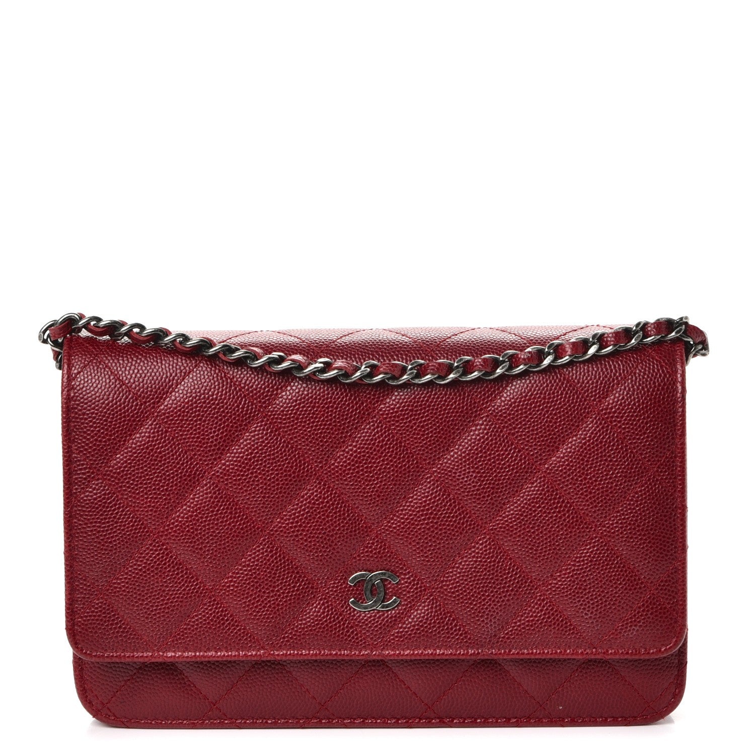 Chanel Caviar Quilted Wallet on Chain WOC Red 1 of 10