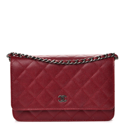 Chanel Caviar Quilted Wallet on Chain WOC Red 1 of 10