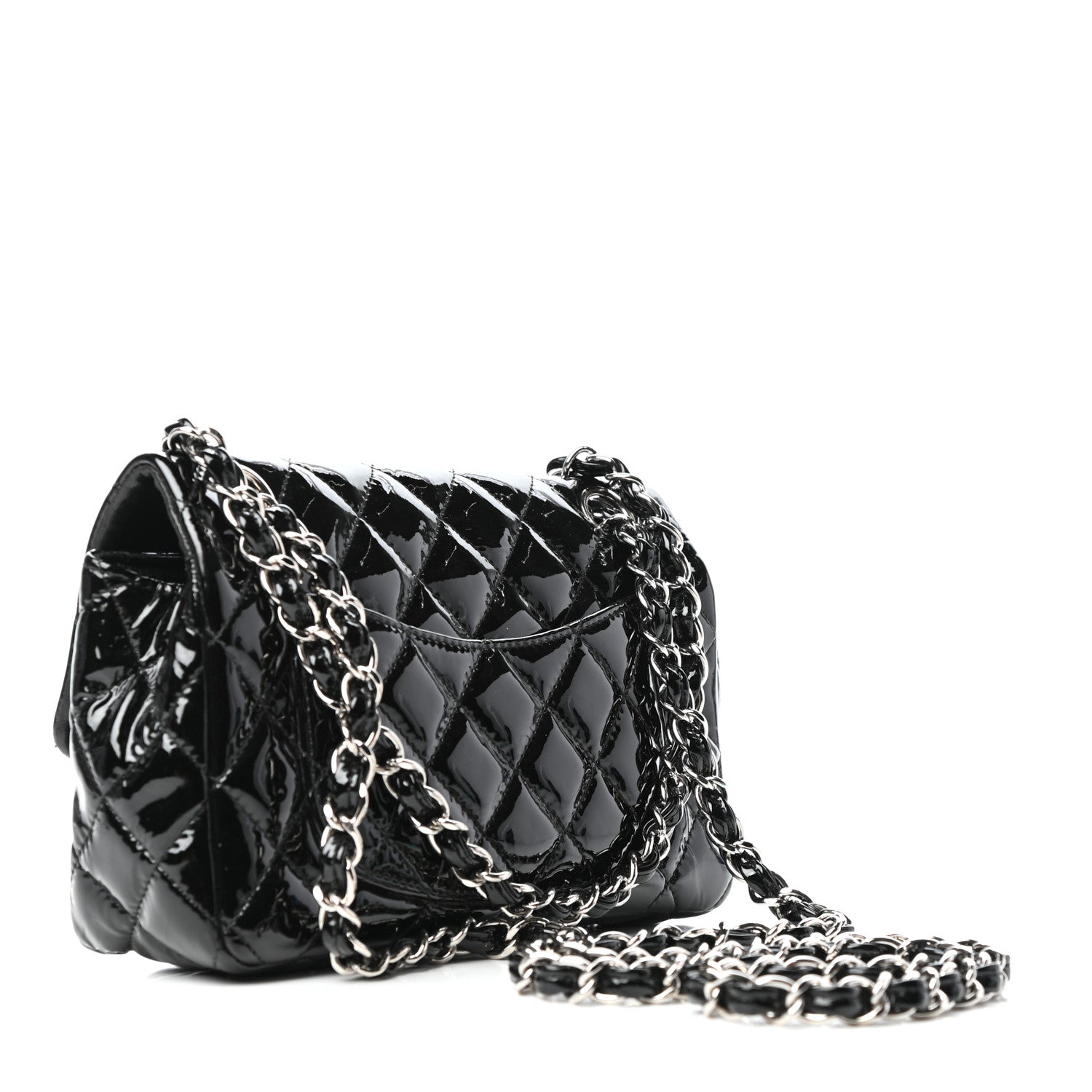 Chanel Patent Calfskin Quilted Mini Rectangular Flap Black 3 of 9