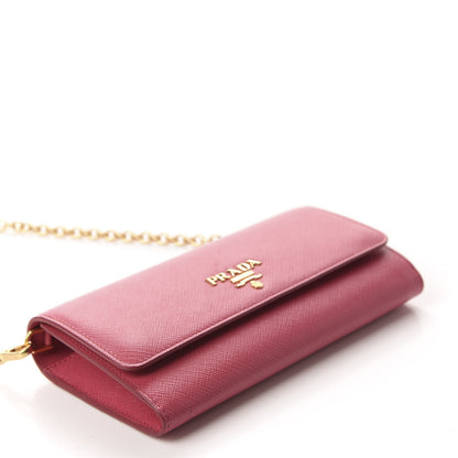 Prada Saffiano Metal Oro Chain Wallet Peonia 4 of 11