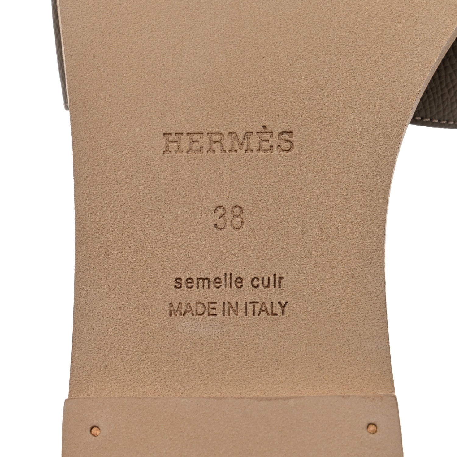Hermes Epsom Oran Sandals 38 Etoupe 8 of 9